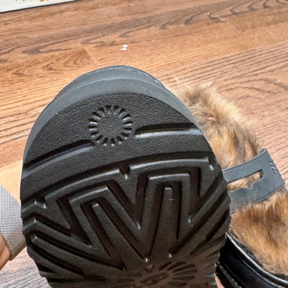 UGG AMBUSH Penny Loafer Black Leather Fur Mules Men 9 EU 42 Collab Slipper Shoe